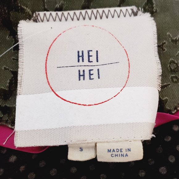 ANTHRO HEI HEI Army Green Floral Cotton Fall Boho Jacket - Picture 6 of 10